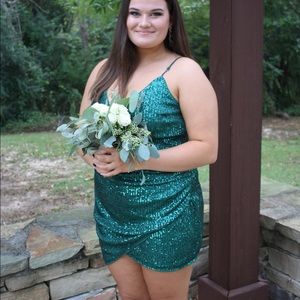 NBD Sequin Hero Dress in Emerald Green